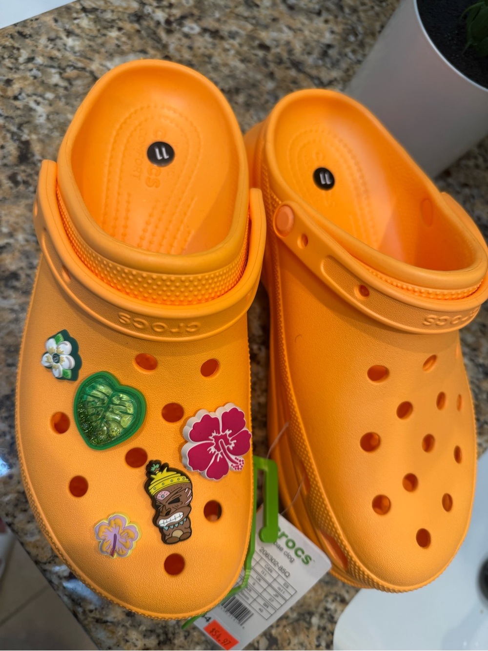 CROCS Women's Bae Platform Clog in Bright Orange with Jibbitz